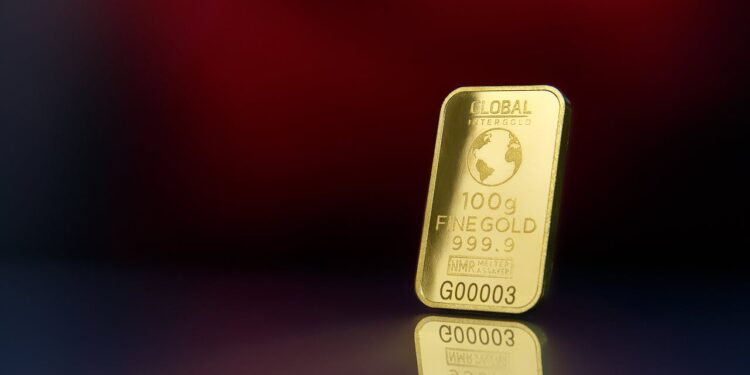 A gold bar on show