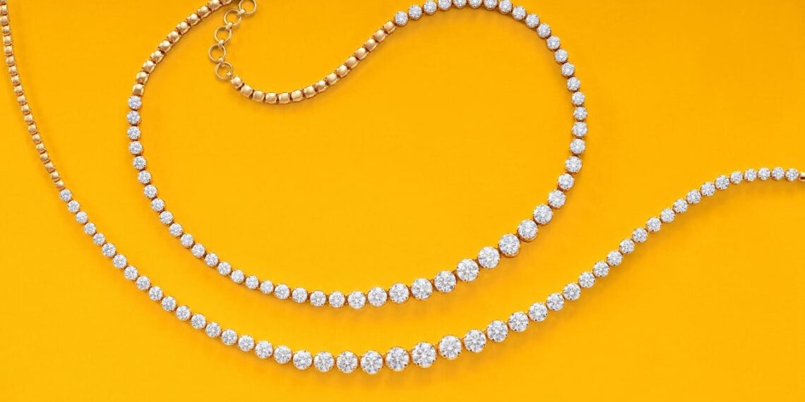 Pearls on a yellow background