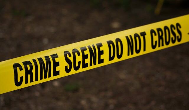 Crime scene do not cross against clear background