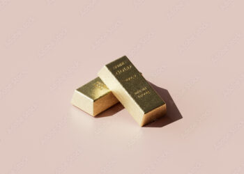 two gold bars on pink.
