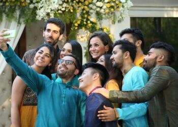 group of people indian genz posing for photo