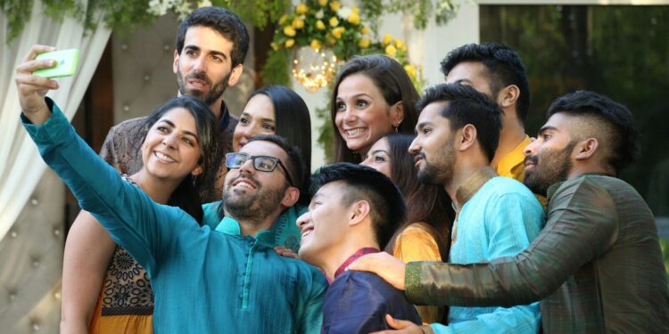 group of people indian genz posing for photo